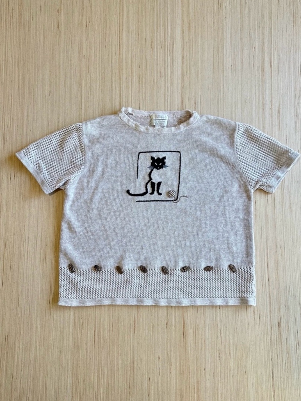 Christopher & Banks Short
Sleeve Cat Knit Sweater Shirt